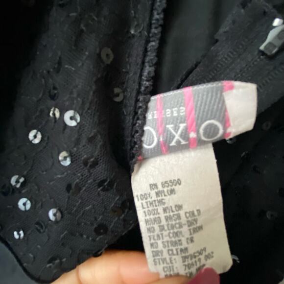 XOXO sz 7 black‎ Vintage Y2k satin sequin midi slip dress - Picture 6 of 9